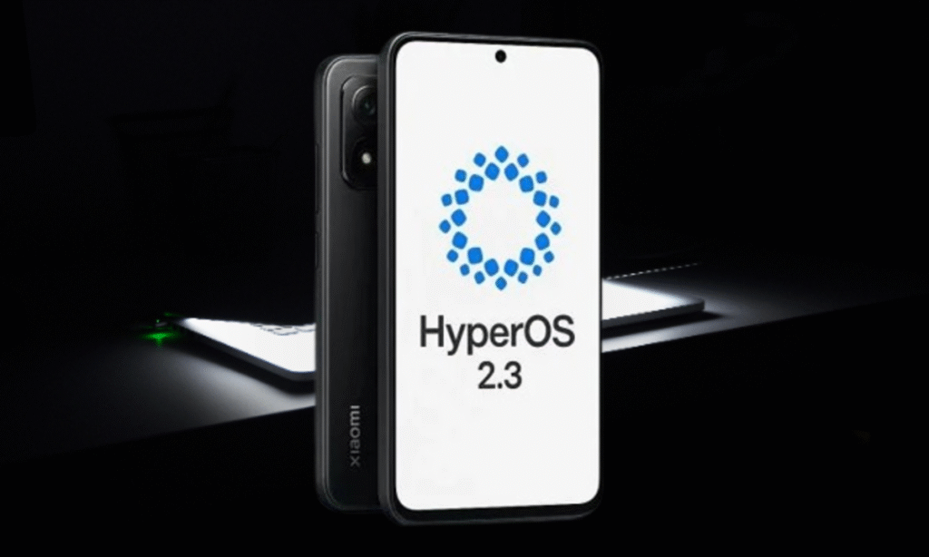 smartphone xiaomi mostrando o logo do xiaomi HyperOS 2.2 pronto para atualizar para o HyperOS 2.3