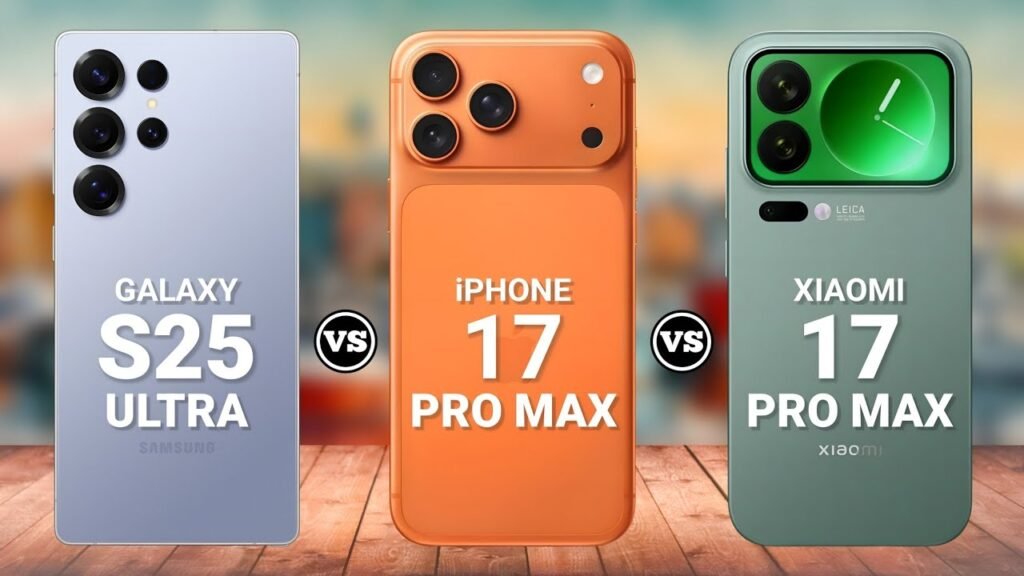 Xiaomi 17 Pro Max, iPhone 17 Pro Max e Samsung Galaxy S25 Ultra